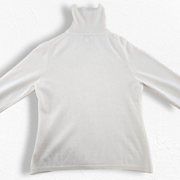 Y2K Charter Club Ivory White 100% Cashmere Turtleneck Knit Sweater Size Large - Picture 7 of 13